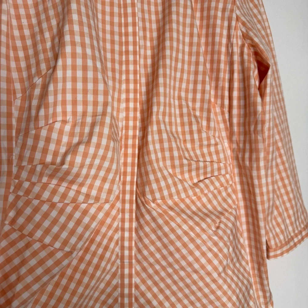 Lafayette 148 New York Gingham Button-Up Blouse Size 14 Peach White - Picture 3 of 6